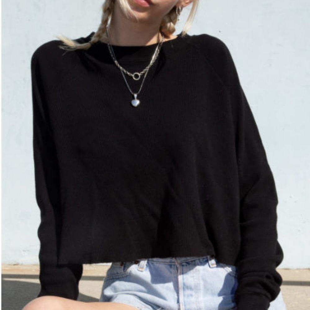 NEW JOHN Galt Pacsun WAFFLE SHIRT Brandy Melville Blackl thermal - Picture 4 of 4